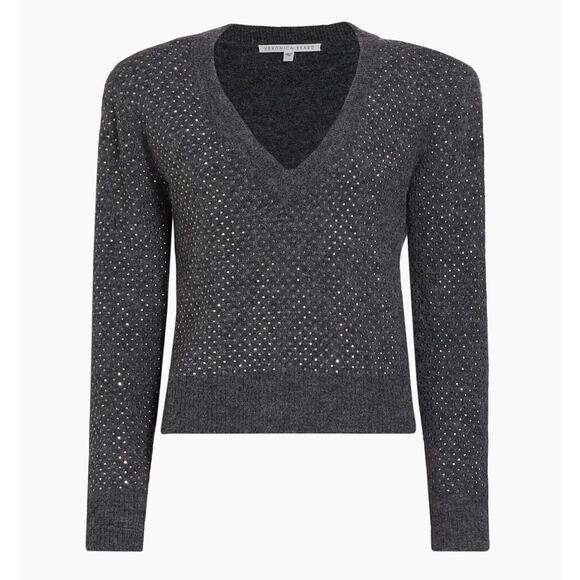 Veronica Beard Pablah Embellished V-Neck Sweater Large $500 - Picture 3 of 4